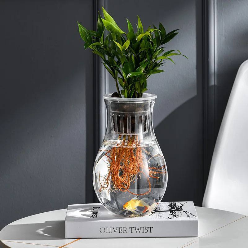 Transparent Small Fish Tank Aquatic Flower Vase Arrangement Desktop Decoration - Cortes Creative Homes