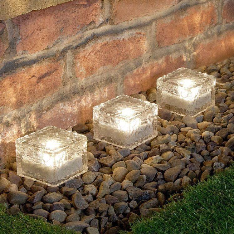 Solar Led Ice Cube Brick Lights Outdoor Waterproof Stair Step Paver Lamp For Lawn Garden Decoration - Cortes Creative Homes
